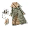 Fitaylor hiver femmes col roulé blanc duvet de canard manteau Double boutonnage chaud Parkas face longue veste