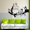 Autocollants muraux de dessin animé Totoro pour chambre d'enfants, sparadrap de décoration pour chambre à coucher, en PVC amovible, affiche d'anime 255Z