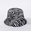 Zebra double sided fisherman039s panda cow printing basin hat men039s and women039s Bucket Hat7244009