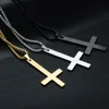 Pendant Necklaces Fashion Stainless Steel Inverted Cross Necklace Lucifer Satan Punk Jewelry Chain For Men Women Anti-Christian Gift