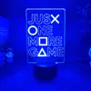 Night Lights Creative JUST ONE MORE GAME Sign Lamp 3D Illusion Playstation Icons Holiday Lighting Decoration Gaming Room Set Up