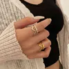 1 stks Vintage Punk Hart Ring voor Dames Retro Gothic Oud Goud Zilver Kleur Golf Hart Dubbellaags Charme Finger Rings Sieraden G1125