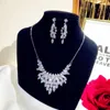 Fine Jewelry Sets For Women 925 Sterling Silver Cubci Zirconia Necklace Pendant Drop Earrings Luxury Bridal Wedding Bijoux Femme