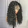 13x4 Curly Human Hair Wigs Pre Plocked Brazilian Loose Deep Wave 18-28 tum 150% Syntetisk Lace Front Wig för svarta kvinnor