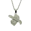 Кулон ожерелья хип-хоп Diamond Angel Wings подвеска ожерелье ночной клуб мода мужской кристалл для мужской женской золотой серебрен