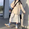 SS streetwear suits women's Korean Japan Kawaii long-sleeved funny print polo shirt and white skirt hip hop two-piece sets 210526