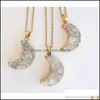 Pendant Necklaces & Pendants Jewelry Wt-N541 Half Moon For Women Natural Druzy At Gate With Gold Eletroplated Crescent Necklace Fashion 2103