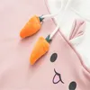 Merry Pretty Women Hoodies Animal Lovely Pullover Kawaii Rabbit Sweatshirt Söt kanin Grafisk Ytterkläder Rosa Black Hoodie Girls 201103