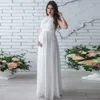 Robes de maternité pour femmes Photo Shoot en mousseline de soie robe enceinte sans manches longues et minces couleur unie femmes vêtements de maternité Q0713