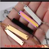 New Blank Bar Pendant Necklace Stainless Steel Necklace Gold Rose Gold Silver Blank Bar Charm Pendant Jewelry For Buyer Own Engraving 59Ais