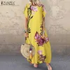 2021 Summer Bohemian Printed Maxi DrZANZEA Plus Size Women's SundrCasual Long Vestidos Female Floral Robe Kaftan Dress X0529