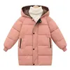 秋のファッション子供女の子のジャケット光沢のある子供たちと厚いベルベットの上着ビッグバージンロングウォームコート寒い冬のパーカー211204