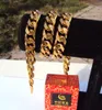Kubański łańcuch krawężnika 18 K gf thai baht złoty naszyjnik 24 ciężka biżuteria gruba wysoka N16 x07074352370
