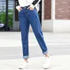Damskie dżinsy vintage prosta mama luźne niebieskie dżinsy spodnie kostki długość spodnie kobiety casual streetwear harem 210922