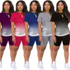 Dames sportkleding tweedelige outfits top met korte mouwen shorts dames nieuwe mode broek set sportkleding trainingspakken nieuw type hot selling klw0677