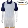 100 -stcs/set witte wegwerpscherm schort transparant eenvoudig gebruik keukenschorten voor vrouwen mannen keuken kookschort 201007
