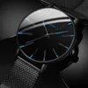 minimalistische mode ultradunne horloges quartz horloge relogio masculino met klassiek zakelijk herenhorloge eenvoudige schaal blauwe naaldlegering riem