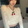 女性のセーターNeploeのクロッププルオーバー秋2021女性服ホルターチェリー韓国の折りたたみファッション甘いジャンパー