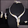 Oorbellen Ketting Sieraden Sets Blachette 4 Stks Vrouwen Bruiloft Banket Luxe Strik Bloemen Kubieke Zirconia Choker Oorbel Dubai Trendy Drop