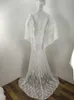 Maternity Flared Sleeves Bröllopsklänningar Skjuta Foto Props Kläder Gravid Kvinnor Graviditet Maxi Gown Lace Mermaid Party Dress Q0713