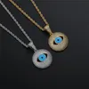 Evil Eye Pendant Halsband Iced Out Micro Pave Cubic Zircon Hip Hop Rock Fashion Smycken för gåva Män Kvinnor