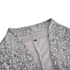 Kvinnor Sequin Sliver Work Suit Coat Office Blazers Lady Slim Jackor Glänsande Kvinna Elegant Sexig Långärmad Solid 211122