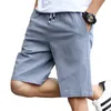 Été Hommes Casual Shorts Mode Solide Couleur Slim Coton Lin Courir Trunks Plus Taille M-5XL Haute Qualité Moitié De Pantalon 210716