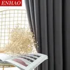 ENHAO Modern Solid Blackout Curtain for Living Room Bedroom Kitchen Curtain for Window Blackout Curtain Drapes Blinds Panel 210712