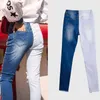 moda outono inverno mulheres pancil jeans estiramento buraco splice plus tamanho 4xl feminino denim hight cintura azul calças 211129