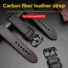 Akgleader Carbon Fiber Cow Leather Band for Samsung Galaxy Watch 3/4 42mm 44mm 41mm 45mm Gear S3 22mm Watch Strap 20mm Wristband H0915