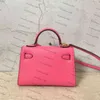 디자이너 헤르메 핸드백 컬러 핑크 22cm 미니 패션 가방 여성 토트 진정한 가죽 가방 어깨 가방 자물쇠 스카프 말 패션