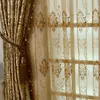 Luxus Europäischer Vorhang für Wohnzimmer Samt Vorhang Sheer Golddruck Hohe Schattierung Fenster Vorhang für Esszimmer Schlafzimmer 210903