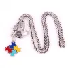 Новый стиль, подвеска-головоломка с цепочкой из звеньев пшеницы, ожерелье, осведомленность об аутизме, ювелирные изделия4763418