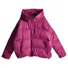 MICOCO Y1021C Korean version of personality zipper design loose bat sleeve light short hooded down jacket women 211221