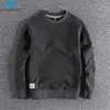 Vintage Men Fleece Casual Long Sleeve Tröja Man Japan Stil Högkvalitativ Patchwork Deer Horn Broderi Pullover Knitwear Topp 210929