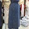 Korobov 2022 Yaz Varış Kadın Denim Elbise Tiki Tarzı Streetwear Elbiseler Vintage Yüksek Bel Düğmesi Vestidos Mujer