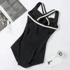 Kobiety czarny biały jednoczęściowy strój kąpielowy Bikini Set Push UpSwimsuit strój kąpielowy strój kąpielowy