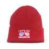 Låt oss gå Brandon Black stickad hatt vinter varma bokstäver broderi virka hattar utomhus sport skidcykel s unisex beanie skalle kepsar nya