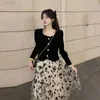 Flocage fleur taille haute jupe mode femme Midi longue jupe plissée coréen Vintage hiver automne noir maille Tulle jupe 210619