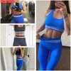 Kalın Seamlyoga Set Kadınlar Siyah RID 2 ADET Iki Parçalı Kırpma Üst Sutyen Legging Sportsuit Egzersiz Kıyafet Fitngym Giymek Spor Setleri X0629