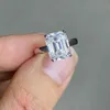 MEISIDIAN D VVS1 Изумрудный вырез 4 Moissanite Diamond S925 Щепка Женщины Обручальное кольцо