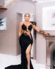 2022 Plus Size Arabic Aso Ebi Black Mermaid Sparkly Prom Dresses Lace Beaded Sexy Evening Formal Party Second Reception Birthday Engagement Gowns Dress ZJ334