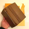 Genuine leather Women Wallet Stylish Men Jacket Long Wallets in Brown Waterproof Checkered Holding Notes Credit Cards With box Flip Designer wallet 62665