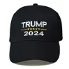Trump 2024 Hat Trump Cotton Sunscreen Baseball Cap med justerbara Buckles Broderi Letters USA Cap Röd och svart färg för utomhus