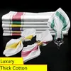 10PCS Restaurant Cotton Cloth s Strip Printed Pocket Handkerchief Wedding Party Table Decoration White Napkin