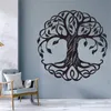 Mandala cirkel träd vinyl väggdekaler hem dekor fitness yoga träd vägg klistermärke träd av livet yoga studio väggmålningar az044 210705