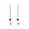 Stud Oyb Long Chain Tassel Fourleaf Clover Pendant Earrings Korean Women Classic Ear Hook Jewelry Fashion Earring1402444