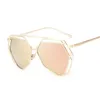 Okulary przeciwsłoneczne projektant marki 2021 Big Mirror Women Heksagon Lovers Hippie Ladies Uv400 Pilot Rose Gold Sun Glass8723889