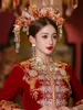 Haarspangen Haarspangen HIMSTORY Chinesischer traditioneller Brautschmuck Kopfschmuck Ornamente für Frauen Blume mit Ohrring Hochzeitszubehör