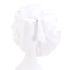 Шапочка/кепки черепа Женщина ночная кепка для сна сплошное сатиновое капот с регулируемым широким широким ленточным упругим головкой